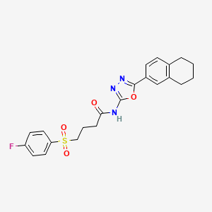 molecular formula C22H22FN3O4S B2433338 4-((4-fluorophenyl)sulfonyl)-N-(5-(5,6,7,8-tetrahydronaphthalen-2-yl)-1,3,4-oxadiazol-2-yl)butanamide CAS No. 941987-75-3