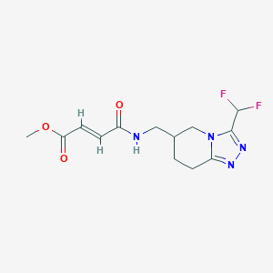 molecular formula C13H16F2N4O3 B2433340 Methyl (E)-4-[[3-(difluoromethyl)-5,6,7,8-tetrahydro-[1,2,4]triazolo[4,3-a]pyridin-6-yl]methylamino]-4-oxobut-2-enoate CAS No. 2411332-24-4