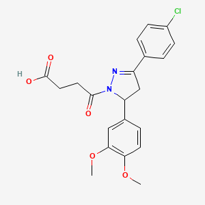 molecular formula C21H21ClN2O5 B2433344 4-[5-(4-Chlorophenyl)-3-(3,4-dimethoxyphenyl)-3,4-dihydropyrazol-2-yl]-4-oxobutanoic acid CAS No. 332935-76-9