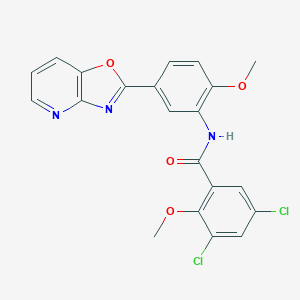molecular formula C21H15Cl2N3O4 B243335 3,5-dichloro-2-methoxy-N-[2-methoxy-5-([1,3]oxazolo[4,5-b]pyridin-2-yl)phenyl]benzamide 