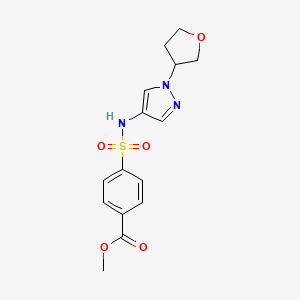 molecular formula C15H17N3O5S B2433365 methyl 4-(N-(1-(tetrahydrofuran-3-yl)-1H-pyrazol-4-yl)sulfamoyl)benzoate CAS No. 1797720-67-2