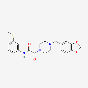 molecular formula C21H23N3O4S B2433366 2-(4-(苯并[d][1,3]二氧杂环-5-基甲基)哌嗪-1-基)-N-(3-(甲硫基)苯基)-2-氧代乙酰胺 CAS No. 941998-62-5