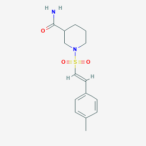 molecular formula C15H20N2O3S B2433367 1-[(E)-2-(4-甲苯基)乙烯基]磺酰基哌啶-3-甲酰胺 CAS No. 1356808-66-6