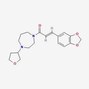 molecular formula C19H24N2O4 B2433368 (E)-3-(benzo[d][1,3]dioxol-5-yl)-1-(4-(tetrahydrofuran-3-yl)-1,4-diazepan-1-yl)prop-2-en-1-one CAS No. 2321332-89-0