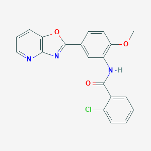 molecular formula C20H14ClN3O3 B243337 2-chloro-N-[2-methoxy-5-([1,3]oxazolo[4,5-b]pyridin-2-yl)phenyl]benzamide 