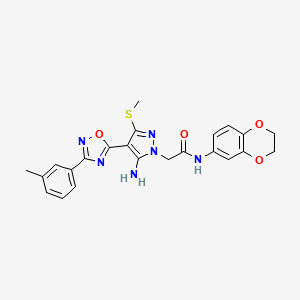 2-[5-amino-4-[3-(3-methylphenyl)-1,2,4-oxadiazol-5-yl]-3-(methylthio)-1H-pyrazol-1-yl]-N-(2,3-dihydro-1,4-benzodioxin-6-yl)acetamide