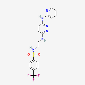 molecular formula C18H17F3N6O2S B2433372 N-(2-((6-(Pyridin-2-ylamino)pyridazin-3-yl)amino)ethyl)-4-(trifluoromethyl)benzolsulfonamid CAS No. 1021249-29-5