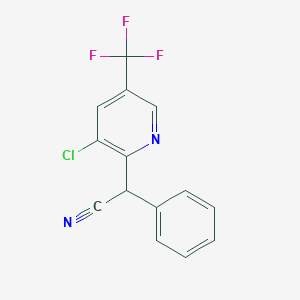 molecular formula C14H8ClF3N2 B2433373 2-[3-氯-5-(三氟甲基)-2-吡啶基]-2-苯基丙腈 CAS No. 213994-27-5