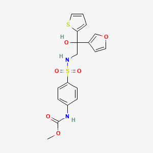 molecular formula C18H18N2O6S2 B2433376 メチル(4-(N-(2-(フラン-3-イル)-2-ヒドロキシ-2-(チオフェン-2-イル)エチル)スルファモイル)フェニル)カルバメート CAS No. 2034240-10-1