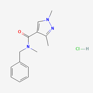 molecular formula C14H18ClN3O B2433377 N-苄基-N,1,3-三甲基-1H-吡唑-4-甲酰胺盐酸盐 CAS No. 1279847-80-1