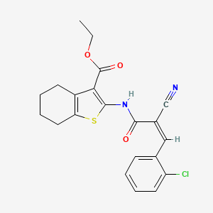 molecular formula C21H19ClN2O3S B2433381 (Z)-乙基 2-(3-(2-氯苯基)-2-氰基丙烯酰胺)-4,5,6,7-四氢苯并[b]噻吩-3-羧酸盐 CAS No. 1321772-30-8