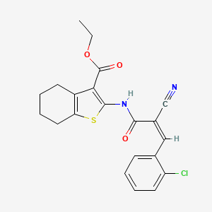 molecular formula C21H19ClN2O3S B2433381 (Z)-2-(3-(2-氯苯基)-2-氰基丙酰胺基)-4,5,6,7-四氢苯并[b]噻吩-3-羧酸乙酯 CAS No. 1321772-30-8