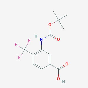 molecular formula C13H14F3NO4 B2433385 3-[(2-Methylpropan-2-yl)oxycarbonylamino]-4-(trifluoromethyl)benzoic acid CAS No. 2287343-68-2