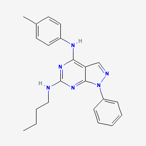 molecular formula C22H24N6 B2433387 [6-(Butylamino)-1-phenylpyrazolo[4,5-e]pyrimidin-4-yl](4-methylphenyl)amine CAS No. 946203-28-7