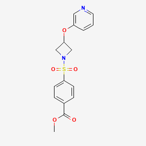molecular formula C16H16N2O5S B2433392 Methyl 4-((3-(pyridin-3-yloxy)azetidin-1-yl)sulfonyl)benzoate CAS No. 1903226-40-3