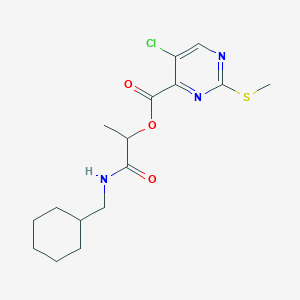 molecular formula C16H22ClN3O3S B2433393 1-[(Cyclohexylmethyl)carbamoyl]ethyl 5-chloro-2-(methylsulfanyl)pyrimidine-4-carboxylate CAS No. 1211015-92-7