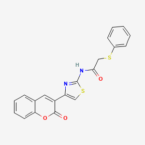molecular formula C20H14N2O3S2 B2433395 N-(4-(2-oxo-2H-chromen-3-yl)thiazol-2-yl)-2-(phenylthio)acetamide CAS No. 895483-28-0