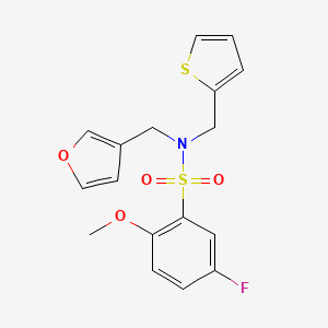 5-fluoro-N-(furan-3-ylmethyl)-2-methoxy-N-(thiophen-2-ylmethyl)benzenesulfonamide