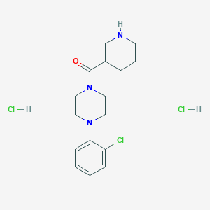 molecular formula C16H24Cl3N3O B2433404 [4-(2-氯苯基)哌嗪-1-基]-哌啶-3-基甲酮;二盐酸盐 CAS No. 1828557-91-0