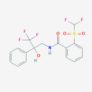 molecular formula C17H14F5NO4S B2433406 2-((二氟甲基)磺酰)-N-(3,3,3-三氟-2-羟基-2-苯基丙基)苯甲酰胺 CAS No. 1795084-26-2