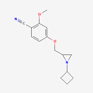 molecular formula C15H18N2O2 B2433416 4-[(1-Cyclobutylaziridin-2-yl)methoxy]-2-methoxybenzonitrile CAS No. 2411220-57-8