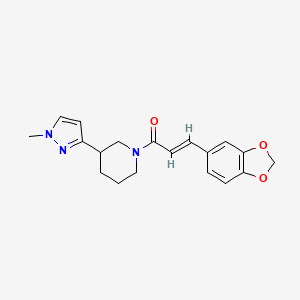 (E)-3-(benzo[d][1,3]dioxol-5-yl)-1-(3-(1-methyl-1H-pyrazol-3-yl)piperidin-1-yl)prop-2-en-1-one