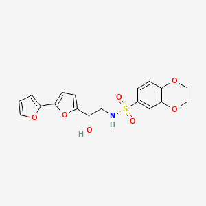 molecular formula C18H17NO7S B2433425 N-(2-{[2,2'-bifuran]-5-yl}-2-hydroxyethyl)-2,3-dihydro-1,4-benzodioxine-6-sulfonamide CAS No. 2320858-78-2