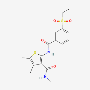 molecular formula C17H20N2O4S2 B2433440 2-(3-(乙磺酰基)苯甲酰胺)-N,4,5-三甲基噻吩-3-甲酰胺 CAS No. 886928-14-9