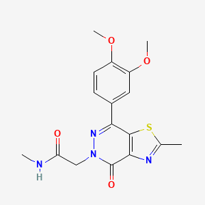 molecular formula C17H18N4O4S B2433450 2-(7-(3,4-dimethoxyphenyl)-2-methyl-4-oxothiazolo[4,5-d]pyridazin-5(4H)-yl)-N-methylacetamide CAS No. 946240-23-9