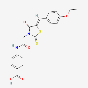 molecular formula C21H18N2O5S2 B2433452 (Z)-4-(2-(5-(4-ethoxybenzylidene)-4-oxo-2-thioxothiazolidin-3-yl)acetamido)benzoic acid CAS No. 476664-18-3