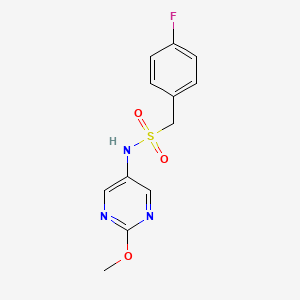 molecular formula C12H12FN3O3S B2433466 1-(4-フルオロフェニル)-N-(2-メトキシピリミジン-5-イル)メタンスルホンアミド CAS No. 2310039-28-0