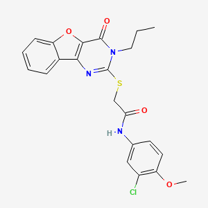 molecular formula C22H20ClN3O4S B2433467 N-(3-chloro-4-methoxyphenyl)-2-[(4-oxo-3-propyl-3,4-dihydro[1]benzofuro[3,2-d]pyrimidin-2-yl)sulfanyl]acetamide CAS No. 899755-82-9