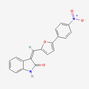 molecular formula C19H12N2O4 B2433475 3-{[5-(4-nitrophenyl)furan-2-yl]methylidene}-2,3-dihydro-1H-indol-2-one CAS No. 64258-83-9