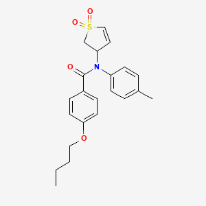 molecular formula C22H25NO4S B2433477 4-butoxy-N-(1,1-dioxido-2,3-dihydrothiophen-3-yl)-N-(p-tolyl)benzamide CAS No. 852438-35-8