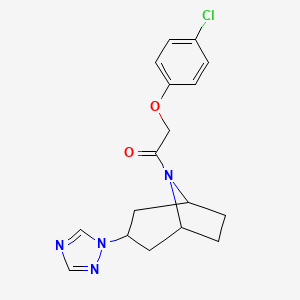 molecular formula C17H19ClN4O2 B2433480 1-((1R,5S)-3-(1H-1,2,4-triazol-1-yl)-8-azabicyclo[3.2.1]octan-8-yl)-2-(4-chlorophenoxy)ethan-1-one CAS No. 2310154-48-2