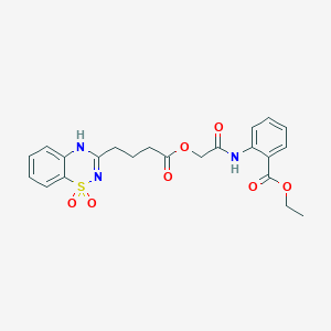 molecular formula C22H23N3O7S B2433485 ethyl 2-[({[4-(1,1-dioxido-2H-1,2,4-benzothiadiazin-3-yl)butanoyl]oxy}acetyl)amino]benzoate CAS No. 941900-11-4