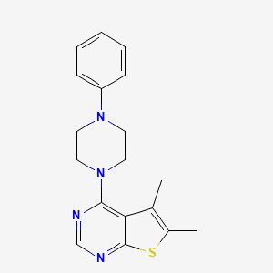 molecular formula C18H20N4S B2433498 5,6-Dimethyl-4-(4-phenylpiperazin-1-yl)thieno[2,3-d]pyrimidine CAS No. 327971-27-7