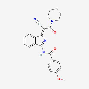 molecular formula C24H22N4O3 B2433506 (Z)-N-(1-(1-cyano-2-oxo-2-(piperidin-1-yl)ethylidene)-1H-isoindol-3-yl)-4-methoxybenzamide CAS No. 885182-41-2