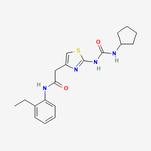 molecular formula C19H24N4O2S B2433508 4-(2-{[(シクロペンチルカルバモイル)アミノ]-1,3-チアゾール-4-イル}アセチル)-N-(2-エチルフェニル)アセトアミド CAS No. 921570-96-9