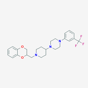 molecular formula C25H30F3N3O2 B2433517 1-(1-((2,3-Dihydrobenzo[b][1,4]dioxin-2-yl)methyl)piperidin-4-yl)-4-(3-(trifluoromethyl)phenyl)piperazine CAS No. 2034557-97-4