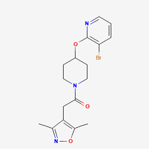 molecular formula C17H20BrN3O3 B2433518 1-(4-((3-Bromopyridin-2-yl)oxy)piperidin-1-yl)-2-(3,5-dimethylisoxazol-4-yl)ethanone CAS No. 1448128-36-6