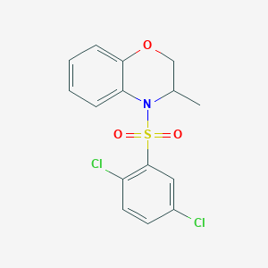 molecular formula C15H13Cl2NO3S B2433523 4-[(2,5-dichlorophenyl)sulfonyl]-3-methyl-3,4-dihydro-2H-1,4-benzoxazine CAS No. 338747-53-8