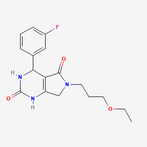 molecular formula C17H20FN3O3 B2433525 6-(3-ethoxypropyl)-4-(3-fluorophenyl)-3,4,6,7-tetrahydro-1H-pyrrolo[3,4-d]pyrimidine-2,5-dione CAS No. 1173047-36-3