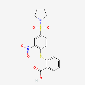 molecular formula C17H16N2O6S2 B2433530 2-{[2-Nitro-4-(pyrrolidine-1-sulfonyl)phenyl]sulfanyl}benzoic acid CAS No. 745030-96-0