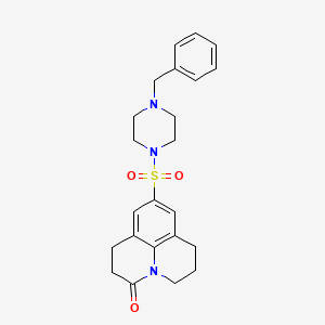 molecular formula C23H27N3O3S B2433534 9-((4-benzylpiperazin-1-yl)sulfonyl)-1,2,6,7-tetrahydropyrido[3,2,1-ij]quinolin-3(5H)-one CAS No. 898423-41-1