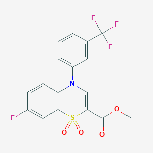 molecular formula C17H11F4NO4S B2433540 7-氟-4-(3-(三氟甲基)苯基)-4H-苯并[b][1,4]噻嗪-2-羧酸甲酯 1,1-二氧化物 CAS No. 1358052-17-1