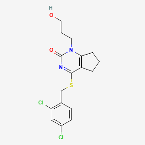 4-((2,4-dichlorobenzyl)thio)-1-(3-hydroxypropyl)-6,7-dihydro-1H-cyclopenta[d]pyrimidin-2(5H)-one