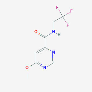 molecular formula C8H8F3N3O2 B2433553 6-甲氧基-N-(2,2,2-三氟乙基)嘧啶-4-甲酰胺 CAS No. 2034282-23-8