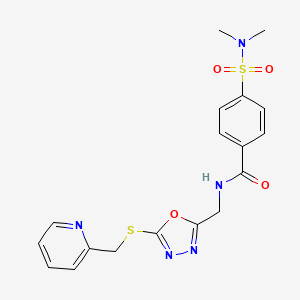 molecular formula C18H19N5O4S2 B2433566 4-(N,N-二甲基磺酰氨基)-N-((5-((吡啶-2-基甲基)硫代)-1,3,4-恶二唑-2-基)甲基)苯甲酰胺 CAS No. 1396748-21-2