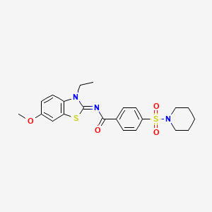 molecular formula C22H25N3O4S2 B2433567 (Z)-N-(3-ethyl-6-methoxybenzo[d]thiazol-2(3H)-ylidene)-4-(piperidin-1-ylsulfonyl)benzamide CAS No. 850909-63-6